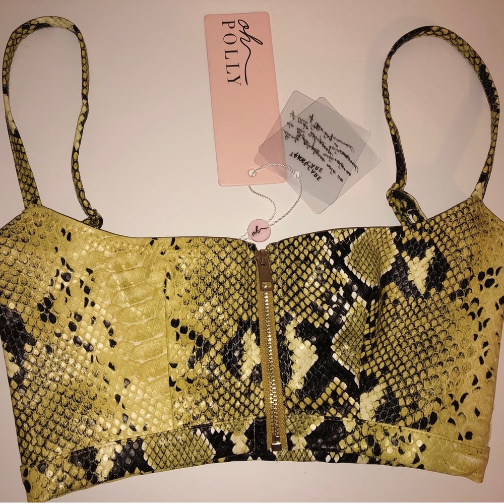 OH POLLY YELLOW SNAKE SKIN CROPTOP